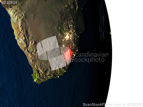 Image of Lesotho from space during dusk