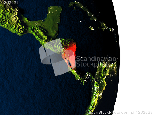 Image of Nicaragua from space during dusk