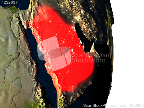 Image of Saudi Arabia from space during dusk