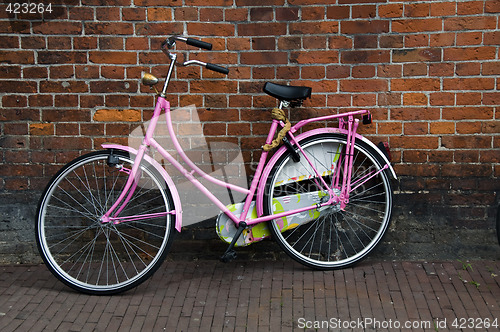 Image of iconic bicycles amsterdam holland netherlands