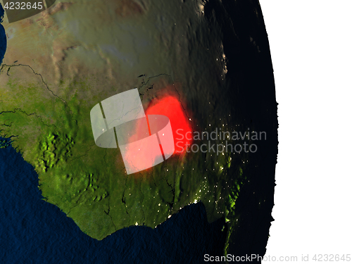 Image of Burkina Faso from space during dusk