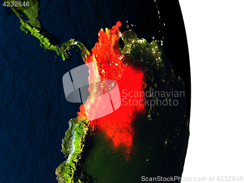 Image of Colombia from space during dusk