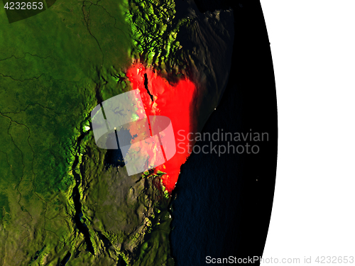 Image of Kenya from space during dusk