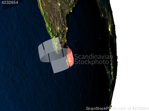 Image of Sri Lanka from space during dusk