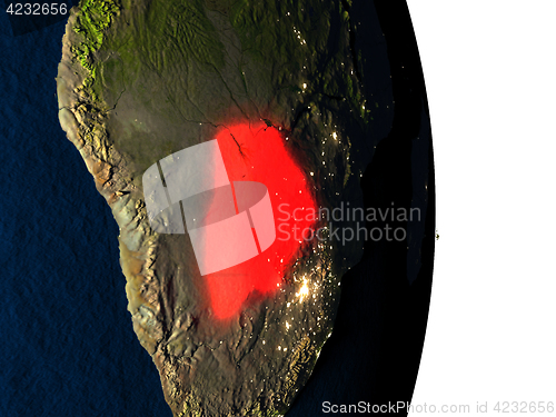 Image of Botswana from space during dusk