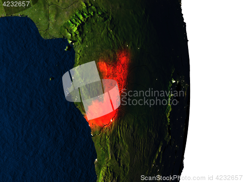 Image of Congo from space during dusk