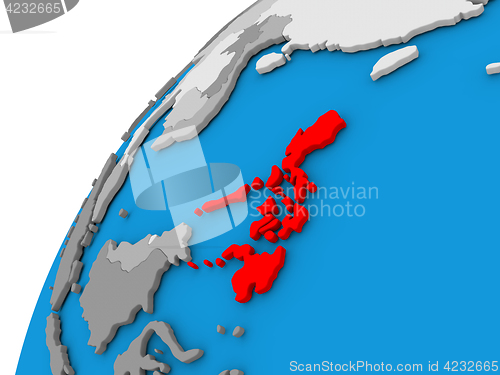 Image of Philippines on globe in red