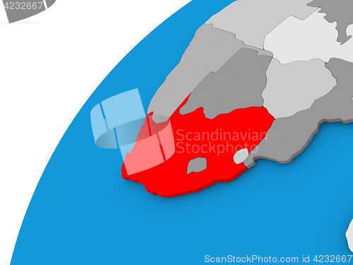 Image of South Africa on globe in red