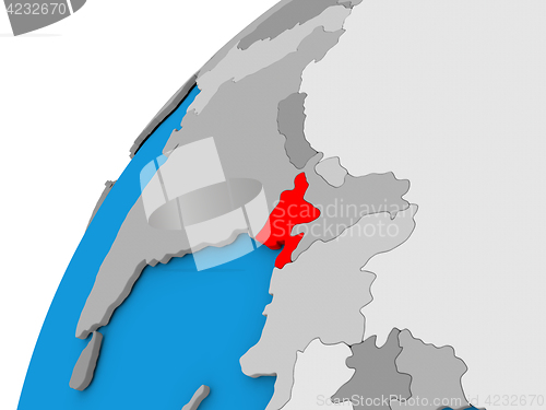 Image of Bangladesh on globe in red