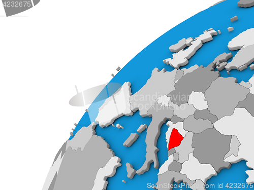 Image of Bosnia on globe in red