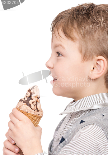 Image of Little boy with ice cream cone