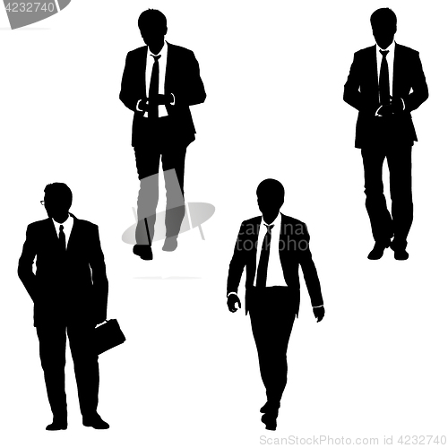Image of Set silhouette businessman man in suit with tie on a white background. illustration