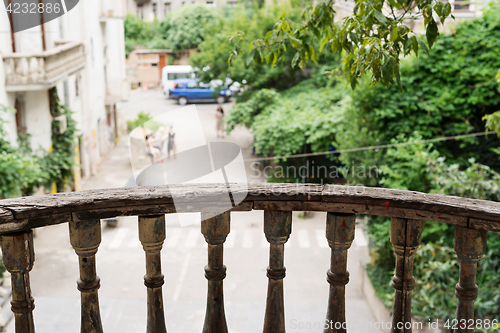 Image of Wooden balcony fencing