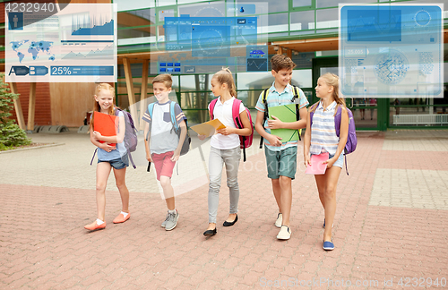 Image of group of happy elementary school students walking