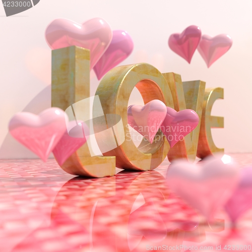 Image of Realistic Love Sign with Hearts