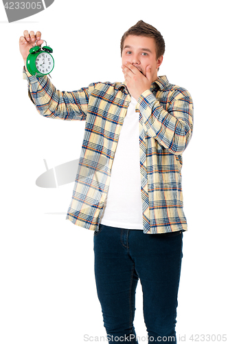 Image of Man with alarm clock 
