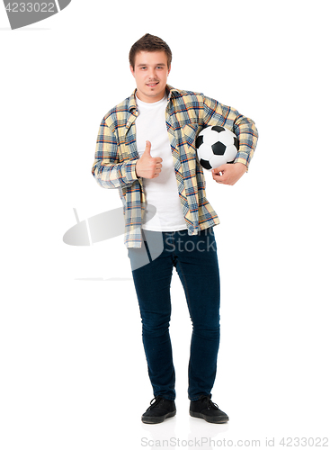 Image of Man with classic soccer ball 
