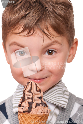 Image of Little boy with ice cream cone