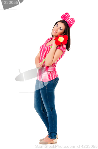 Image of Teen girl with big flower