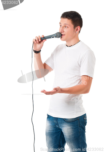 Image of Young man with microphone