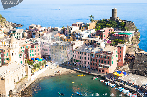 Image of Vernazza in Cinque Terre, Italy - Summer 2016 - view from the hi