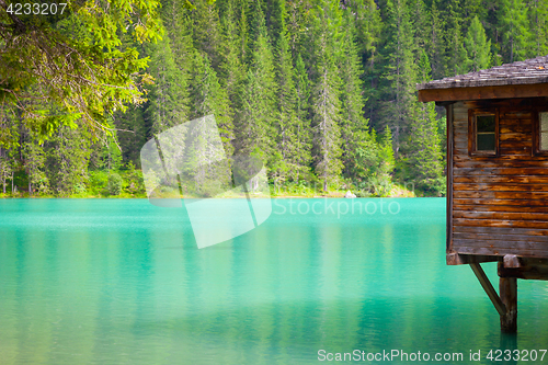 Image of Braies Lake in Dolomiti region, Italy