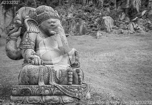 Image of Ganesha statue in a beautiful mountain garden