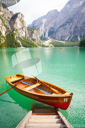 Image of Braies Lake in Dolomiti region, Italy