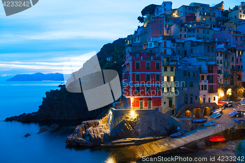 Image of Riomaggiore in Cinque Terre, Italy - Summer 2016 - Sunset Hour