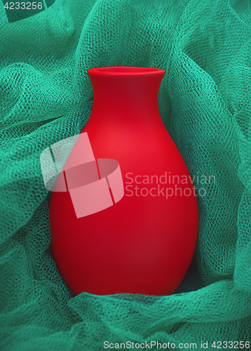 Image of Red Ceramic Vase Closeup