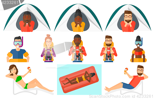 Image of Vector set of traveling people.