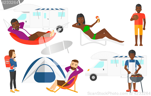 Image of Vector set of traveling people.