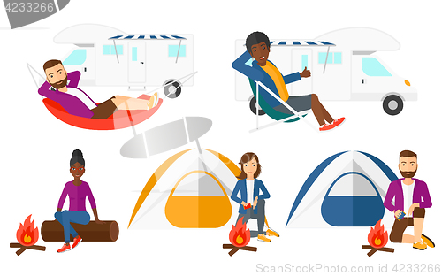 Image of Vector set of traveling people.