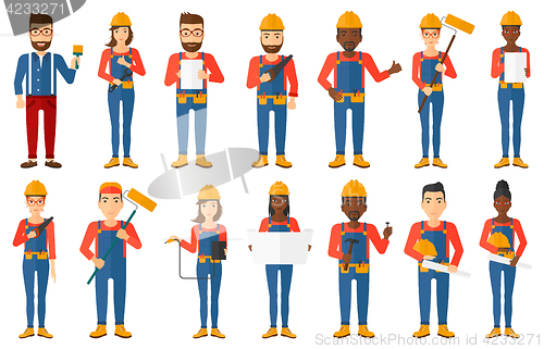 Image of Vector set of constructors and builders characters