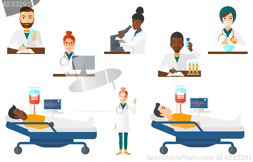 Image of Vector set of doctor characters and patients.