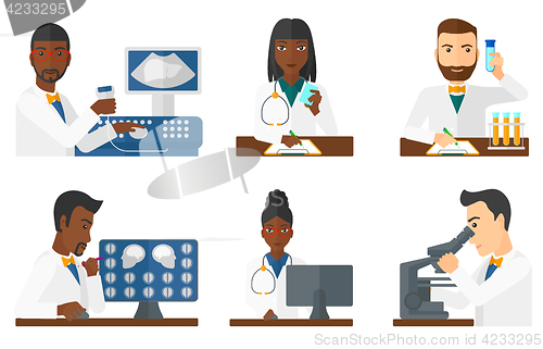 Image of Vector set of doctor characters and patients.