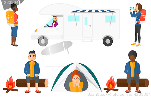 Image of Vector set of traveling people.