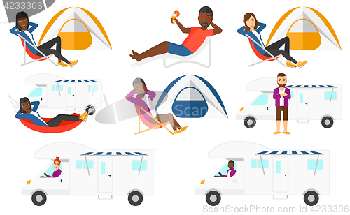 Image of Vector set of traveling people.