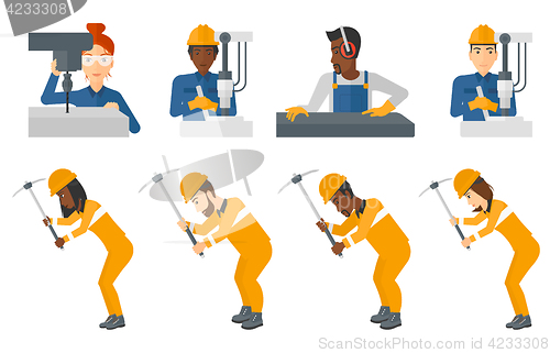 Image of Vector set of industrial workers.