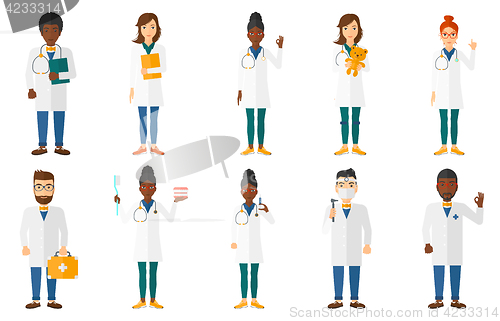 Image of Vector set of doctor characters and patients.