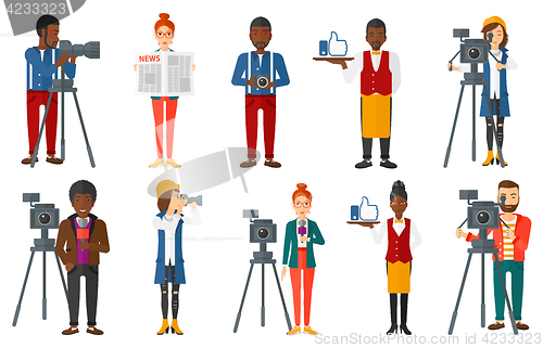 Image of Vector set of media people characters.