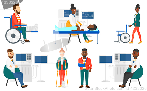 Image of Vector set of doctor characters and patients.