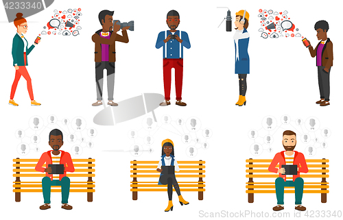 Image of Vector set of media people characters.