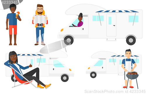 Image of Vector set of traveling people.