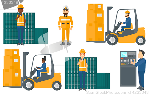 Image of Vector set of industrial workers.