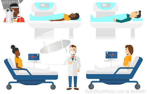 Image of Vector set of doctor characters and patients.