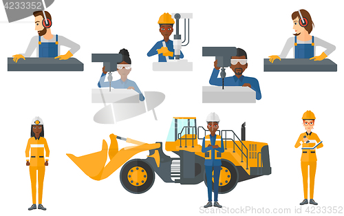 Image of Vector set of industrial workers.