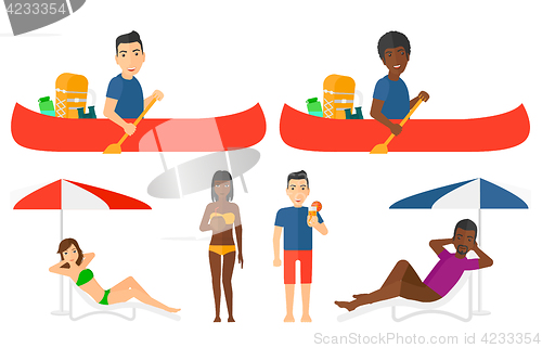 Image of Vector set of traveling people.