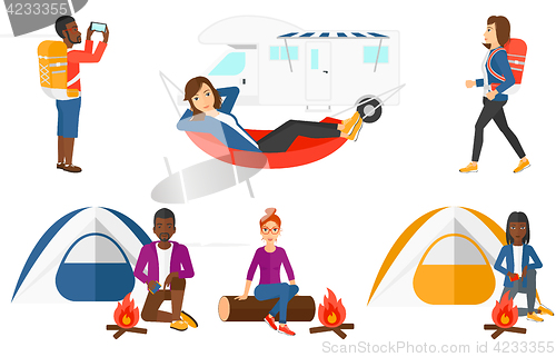 Image of Vector set of traveling people.