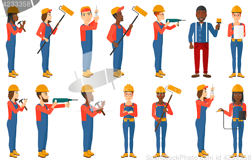 Image of Vector set of constructors and builders characters